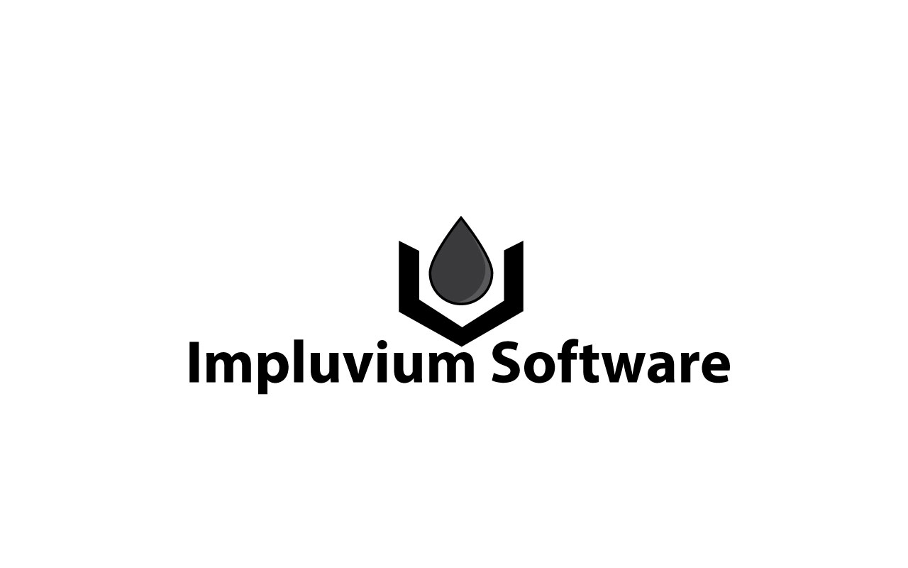 The Impluvium Software logo: a rainwater droplet held in an open basin above the wordmark.